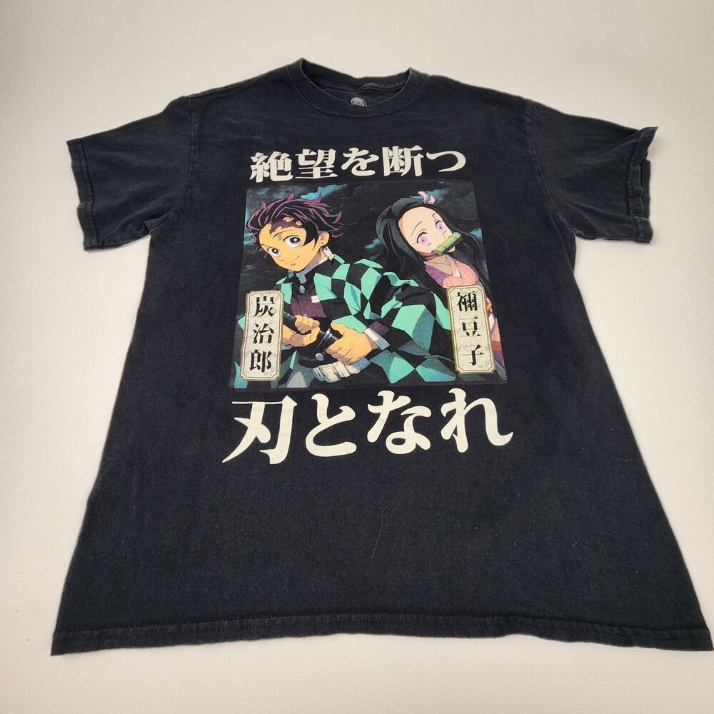 Demon Slayer Tanjiro Kamado Nezuko Anime Graphic T-Shirt Black Adult XL